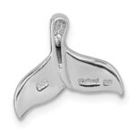 Sterling Silver Rhodium-plated Polished Lab Created Opal Whale Tail Chain Slide Pendant - Image 3