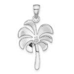Sterling Silver Rhodium-plated Polished Mother of Pearl Palm Tree Pendant - Image 3