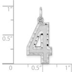 Sterling Silver Rhodium-plated Large Diamond-cut #4 Charm - Image 3