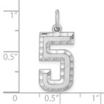 Sterling Silver Rhodium-plated Large Diamond-cut #5 Charm - Image 3