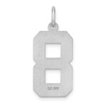 Sterling Silver Rhodium-plated Large Diamond-cut #8 Charm - Image 4