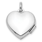 Sterling Silver Rhodium-plated Mom 15mm Heart Locket - Image 4