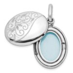 Sterling Silver Rhodium-plated Scroll 18mm Oval Swing Locket - Image 5