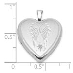 Sterling Silver RH-plated Satin/Polished Angel Wings 20mm Heart Locket - Image 5