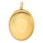1/20 14K Gold Filled 34mm Polished/Satin Leaf Border 2-Frame Oval Locket