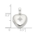 Sterling Silver E-coated CZ 13mm Heart Locket - Image 5