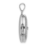 Sterling Silver Rh-plated Diamond Star 20mm Circular Border Round Locket - Image 2