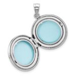 Sterling Silver Rh-plated Diamond Star 20mm Circular Border Round Locket - Image 4