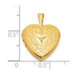 1/20 14K Gold Filled Polished & Textured Dia 16mm Floral Heart Locket - Image 5