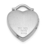Sterling Silver Rhodium-plated Polished Front/Brushed Back 1/20 carat Diamond 12mm Heart Locket - Image 3