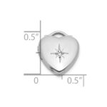 Sterling Silver Rhodium-plated Polished Front/Brushed Back 1/20 carat Diamond 12mm Heart Locket - Image 5