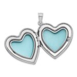 Sterling Silver Rhodium-plated Brushed And Polished 1/20 carat Diamond 24mm Heart Locket - Image 4