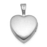 Sterling Silver Rhodium-plated Brushed And Polished 1/20 carat Diamond 12mm Heart Locket - Image 3