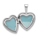 Sterling Silver Rhodium-plated Brushed And Polished 1/20 carat Diamond 12mm Heart Locket - Image 4