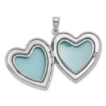 Sterling Silver Rhodium-plated Brushed And Polished 1/20 carat Diamond Foot Prints 24mm Heart Locket - Image 4
