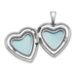 Sterling Silver Rhodium-plated Brushed Diamond-cut Fancy Engraved Cross 13mm Heart Locket - Image 4