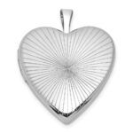 Sterling Silver Rhodium-plated Polished Front/Brushed Back Starburst Pattern 20mm Heart Locket
