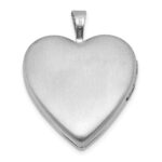 Sterling Silver Rhodium-plated Polished Front/Brushed Back Starburst Pattern 20mm Heart Locket - Image 3