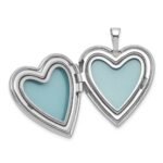 Sterling Silver Rhodium-plated Polished Front/Brushed Back Starburst Pattern 20mm Heart Locket - Image 4