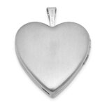 Sterling Silver Rhodium-plated Polished Front/Brushed Back Pink Flowers Resin Cameo 20mm Heart Locket - Image 3