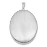 Sterling Silver Rhodium-plated Polished Front/Brushed Back Diamond-cut Floral Design 20mm Oval Locket - Image 3