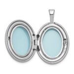 Sterling Silver Rhodium-plated Brushed  1/20 carat Diamond Engraved Cross 16mm Oval Locket - Image 4