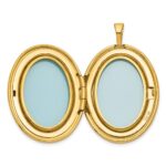 Sterling Silver Gold-plated Polished Front/Brushed Back Two Dolphins 20mm Oval Locket - Image 4