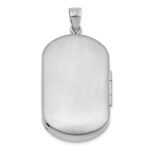 Sterling Silver Rhodium-plated Polished Front/Brushed Back Two Hearts 20mm Rectangle Locket - Image 3