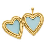 Sterling Silver Gold-plated Polished Front/Brushed Back Unicorn/Alicorn 20mm Heart Locket - Image 4