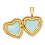 Sterling Silver Gold-plated Polished Front/Brushed Back Stars 12mm Heart Locket - Image 4