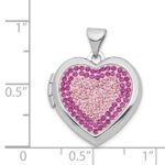 Sterling Silver Rhodium-plated 18mm Preciosa Crystal Heart Locket - Image 4