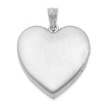 Sterling Silver RH-plated 24mm Satin & D/C w/ Diamond Cross Heart Locket - Image 3
