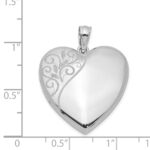 Sterling Silver Rhodium-plated 24mm Polished Swirl Heart Locket - Image 4