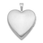 Sterling Silver Rhodium-plated 20mm Floral Border Heart Locket - Image 3