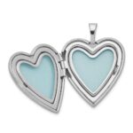 Sterling Silver Rhodium-plated 20mm Floral Border Heart Locket - Image 5