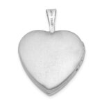 Sterling Silver Rhodium-plated 16mm Polished & Satin Cross Heart Locket - Image 3