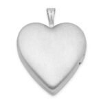 Sterling Silver Rhod-plated 20mm Satin, Enamel, D/C Floral Heart Locket - Image 3