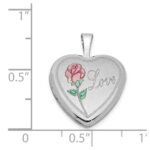 Sterling Silver Rhodium-plated 16mm Enameled & D/C Love Heart Locket - Image 4