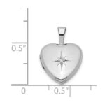 Sterling Silver Rhodium-plated & Diamond Star Polished 12mm Heart Locket - Image 4