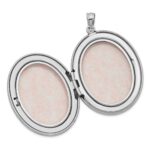 Sterling Silver Rhod-plated Satin & Polished Enamel Rose 34mm Oval Locket - Image 5