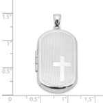 Sterling Silver Rhodium-plated Cross Rectangular Locket - Image 4
