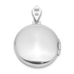Sterling Silver Rhodium-plated 20mm Round w/Diamond Vintage Locket - Image 3