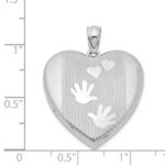 Sterling Silver Rhodium-plated Handprints Heart Locket - Image 4