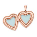 Sterling Silver Rose Gold-plated Satin and Polished 2-Frame Heart Locket - Image 5