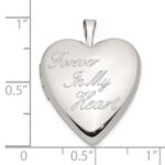 Sterling Silver Rhod-pltd 20mm FOREVER IN MY HEART Heart Locket - Image 5