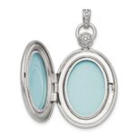 Sterling Silver Rhodium-plate 26mm Diamond Accented D/C Locket - Image 4