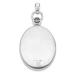 Sterling Silver Rhodium-plated 26mm Oval Diamond Accent Satin Locket - Image 3