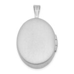 Sterling Silver Rhod-plated 19mm Diamond Satin & Polished Heart Oval Locket - Image 3