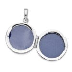 Sterling Silver Rhodium-plated Polished CZ 20mm Circle Locket - Image 3