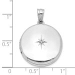 Sterling Silver Rhodium-plated 20mm Diamond Polished Round Locket - Image 5